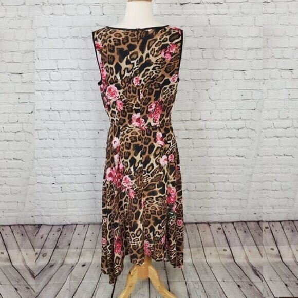 INC Size 8 Wave Leopard Floral Print Asymmetrical Sleeveless Dress NEW - Picture 5 of 7